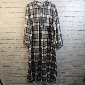 L.L. Bean Sz 1X Scotch Plaid Flannel Nightgown Bean Of Freeport Natural
